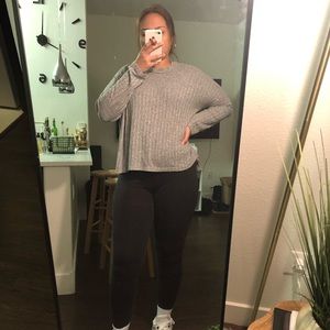 SOLD Gray brushed knit hi-low top